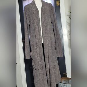 Barefoot Dreams Cozychic Lite Heathered Ribbed Cardigan Robe With Pockets S/M